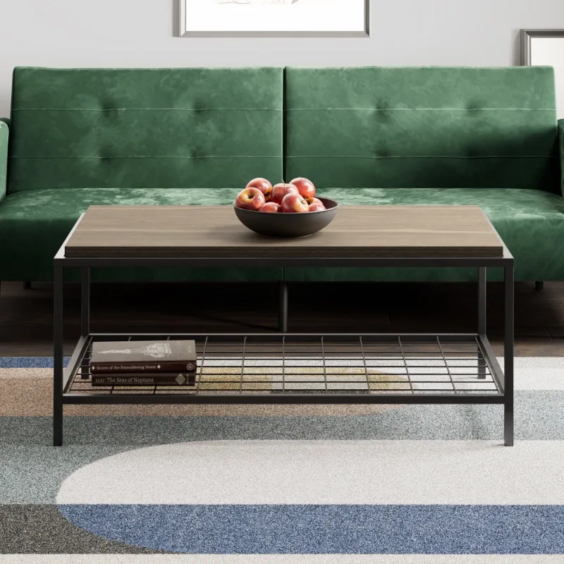 

Mayview Collis Industrial Rectangle Wood and Metal Coffee Table, Ash/Oak