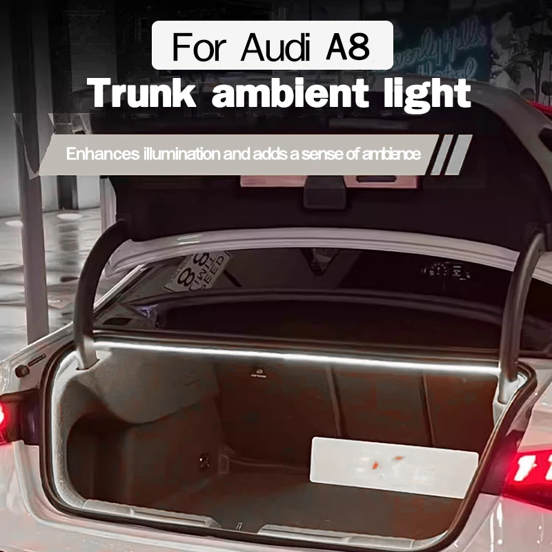Фото Для Audi A5 A6 A7 A8 Багажник Светодиодный окружающий свет Внутреннее окружающее освещение Светодиодная гибкая полоса Багажник Модификация панели Аксессуары №1