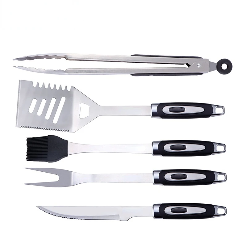 

Набор инструментов для барбекю, полный набор из нержавеющей стали, клипса, нож, вилка, лопата, щетка для приправ, аксессуары для приготовления барбекю, кухонные гаджеты