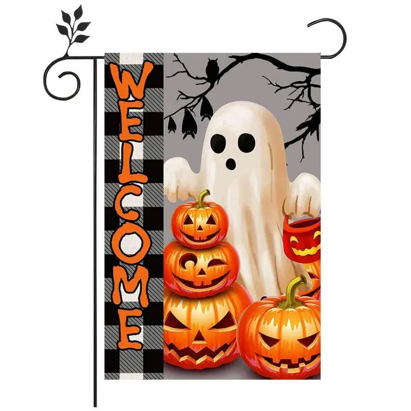 Двусторонний баннер в виде тыквы на Хэллоуин, 12 х17 дюймов