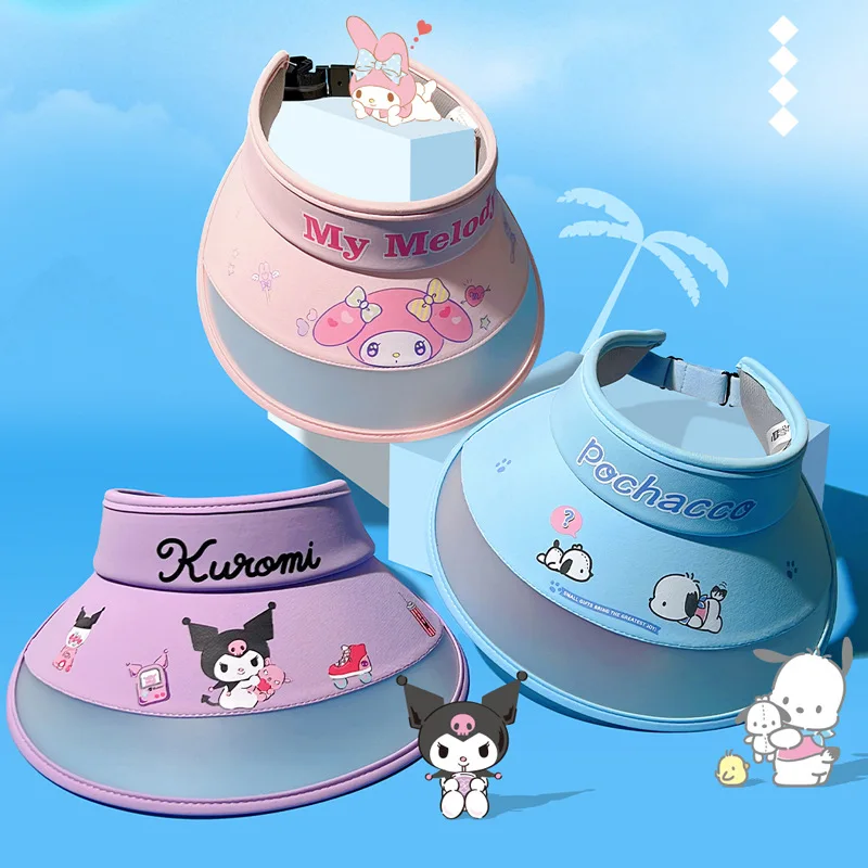 

Anime Sanrio My Melody Kuromi Sun Hat Kawaii Pochacco Sports Camping Sunshade Cap Summer Outdoor UV Protection Parent-child Cap