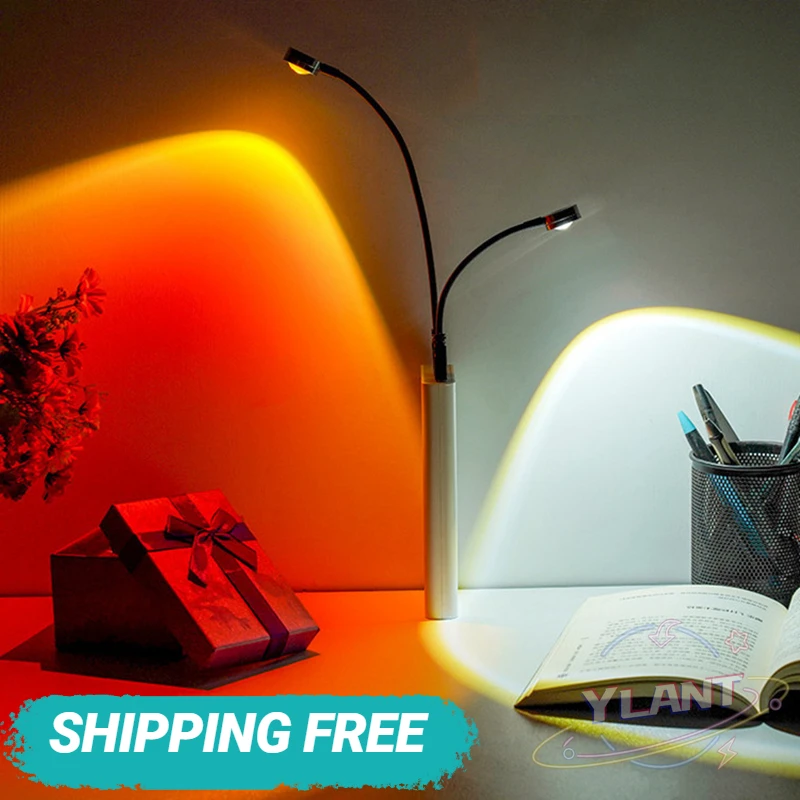 

LED Sunset Red Lamp Projector USB Rainbow Atmosphere Night Light For Home Bedroom Decor Photography Lighting Projection Lamp