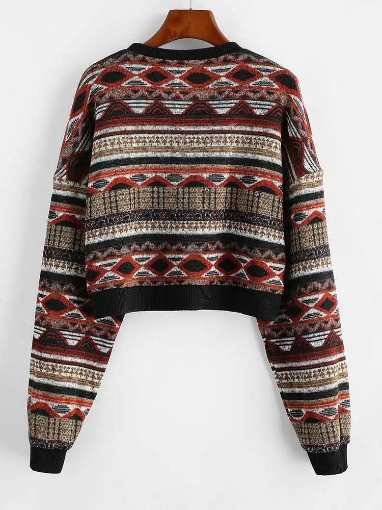 Свитер женский в рубчик с принтом