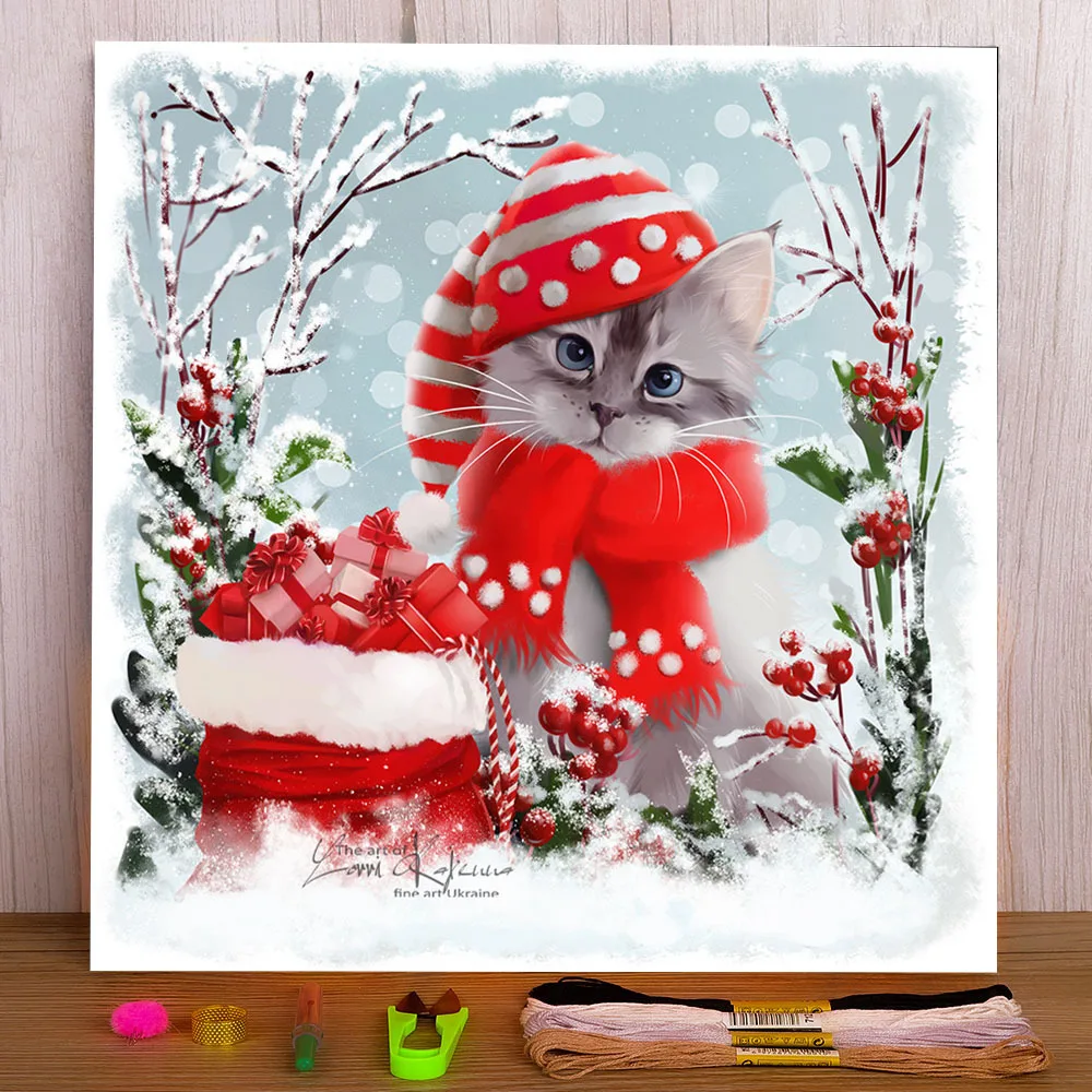 

Рождественская красная шляпа ткань с принтом 11CT Вышивка крестом полный комплект DMC нитки рукоделие хобби рукоделие ювелирные изделия