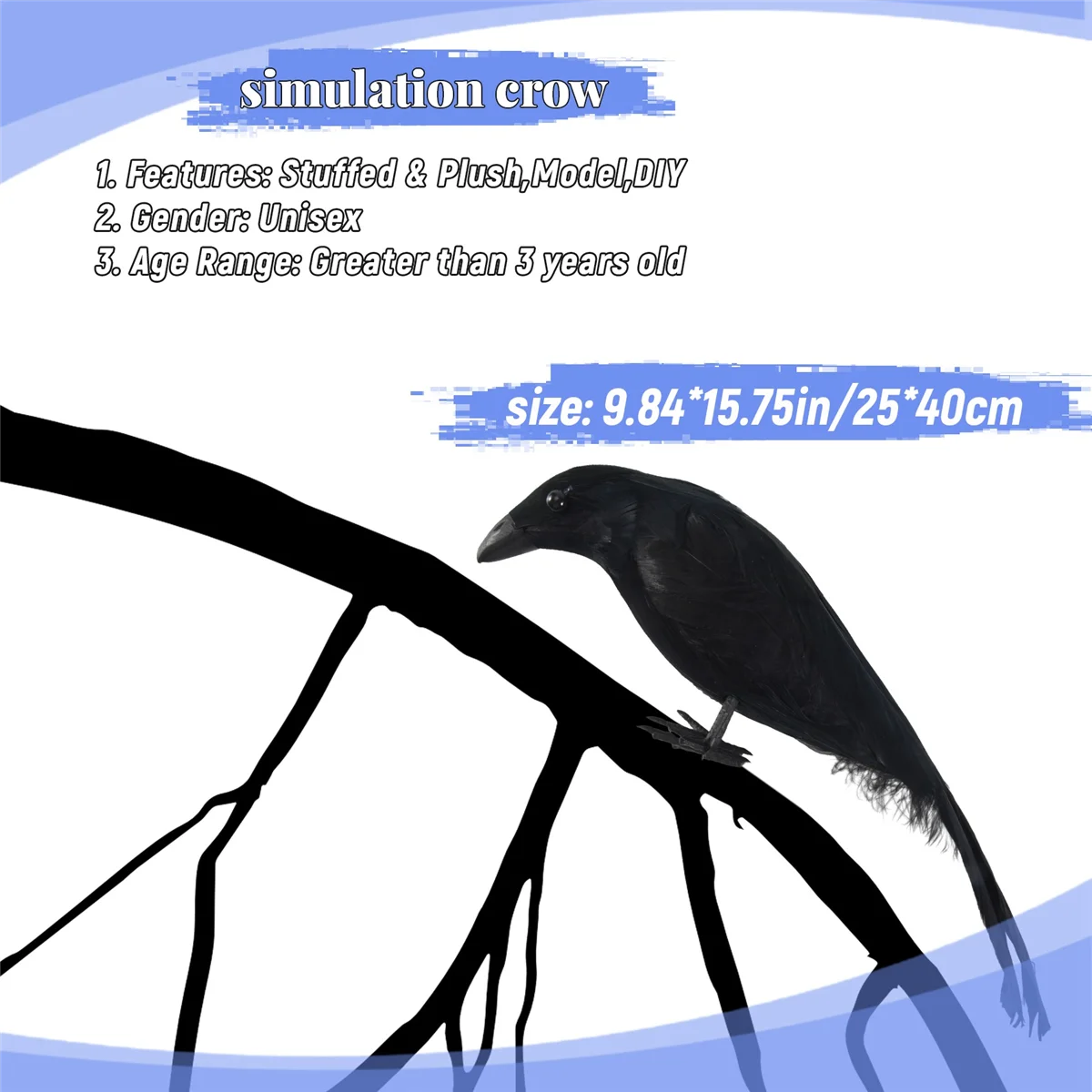 Реквизит для Хэллоуина большие крылья 25 х40 см Черные искусственные модели