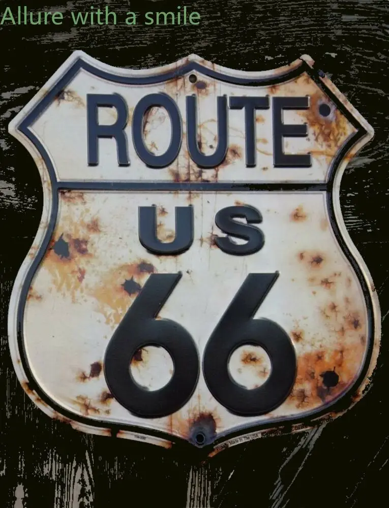 

TIN SIGN "Route 66 Rust" Deco Garage Wall Decor Shield Shaped Home Wall Decoration Pendant Classical old school 12inch*12inch