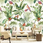 Тропические растения, цветы, птицы, попугаи, фрески на заказ, домашний декор, настенная бумага, декор для спальни, 3d настенная бумага, самоклеящаяся настенная бумага