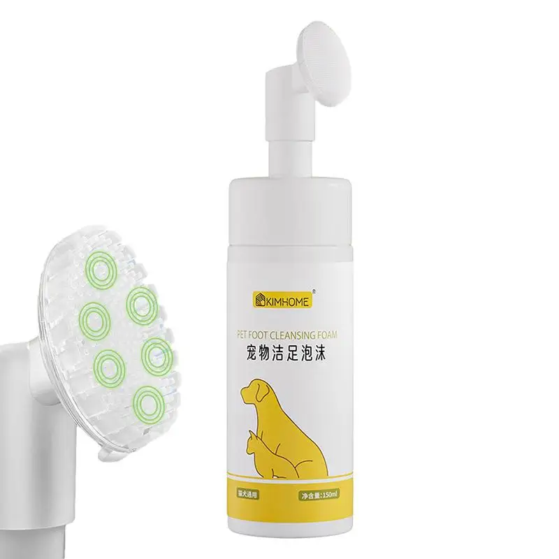 

Paw Cleaner For Dogs 150ml Cat Paws Foaming Cleanser With Silicone Brush Detachable Portable Paw Cleaner No-Rinse Cleanser For