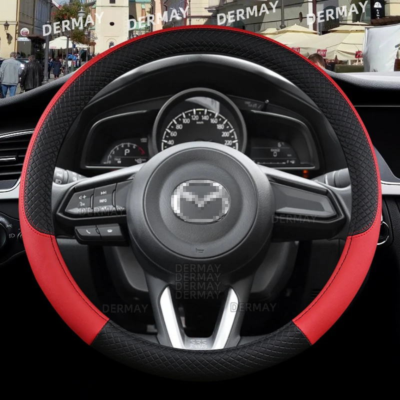 

Для Mazda 3 BK BL BM BN BP Mazda 6 CX3 CX5 CX7 CX30 Axela Atenza Чехол на руль автомобиля из искусственной кожи Нескользящие автомобильные аксессуары
