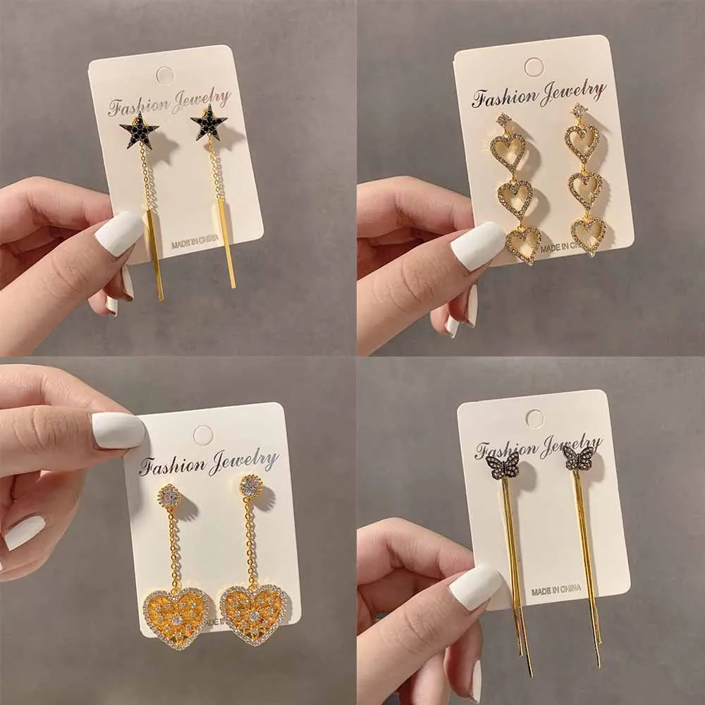 

Gold Colour Butterfly Tassels Zircon Women's Earrings 2022 Trend Aretes Aesthetic Fashion Luxury Jewelry Accessories Chrismas
