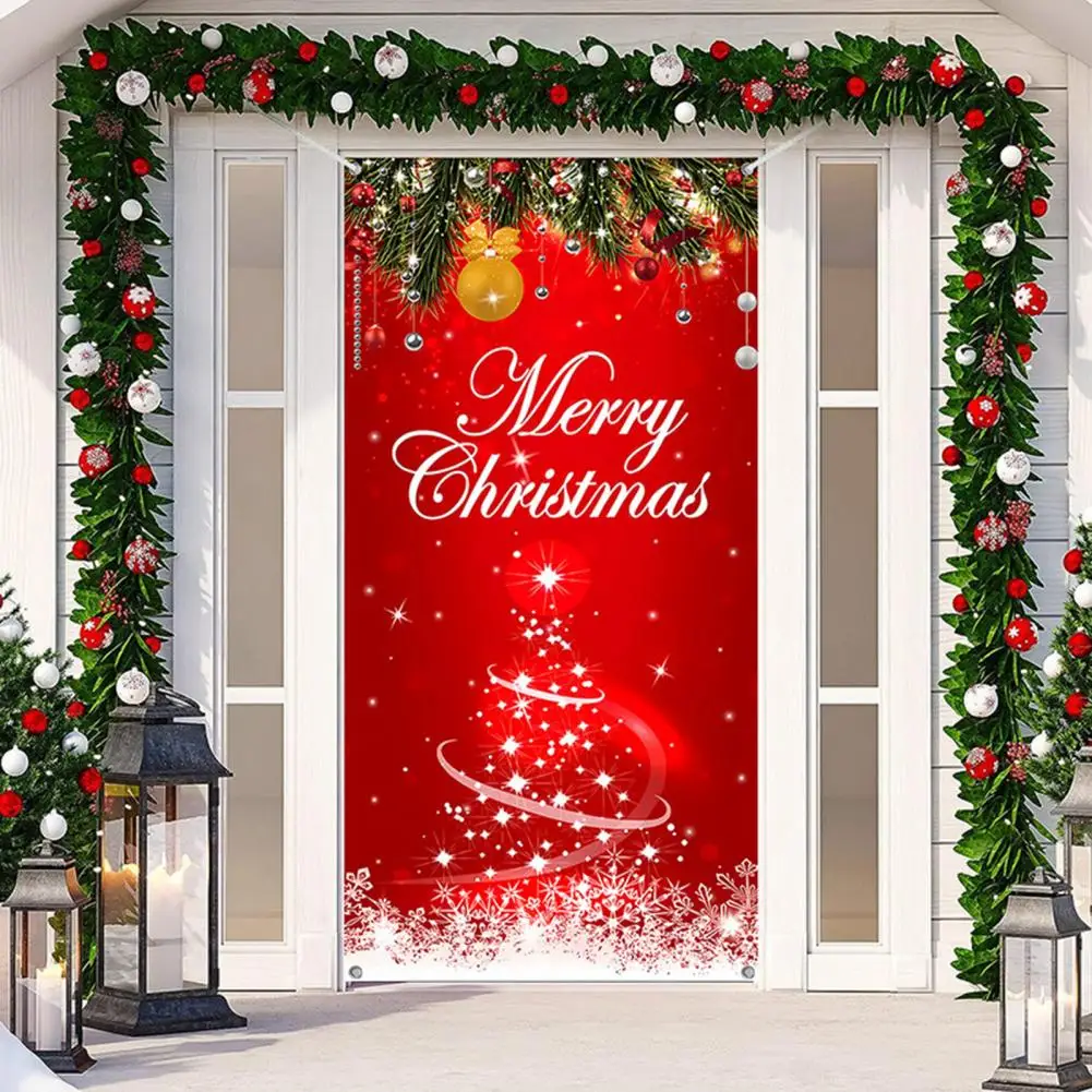 

Santa Claus Themed Festive Christmas Door Curtains Santa Claus Print Fine Workmanship Home Decoration Winter Holiday Decoration