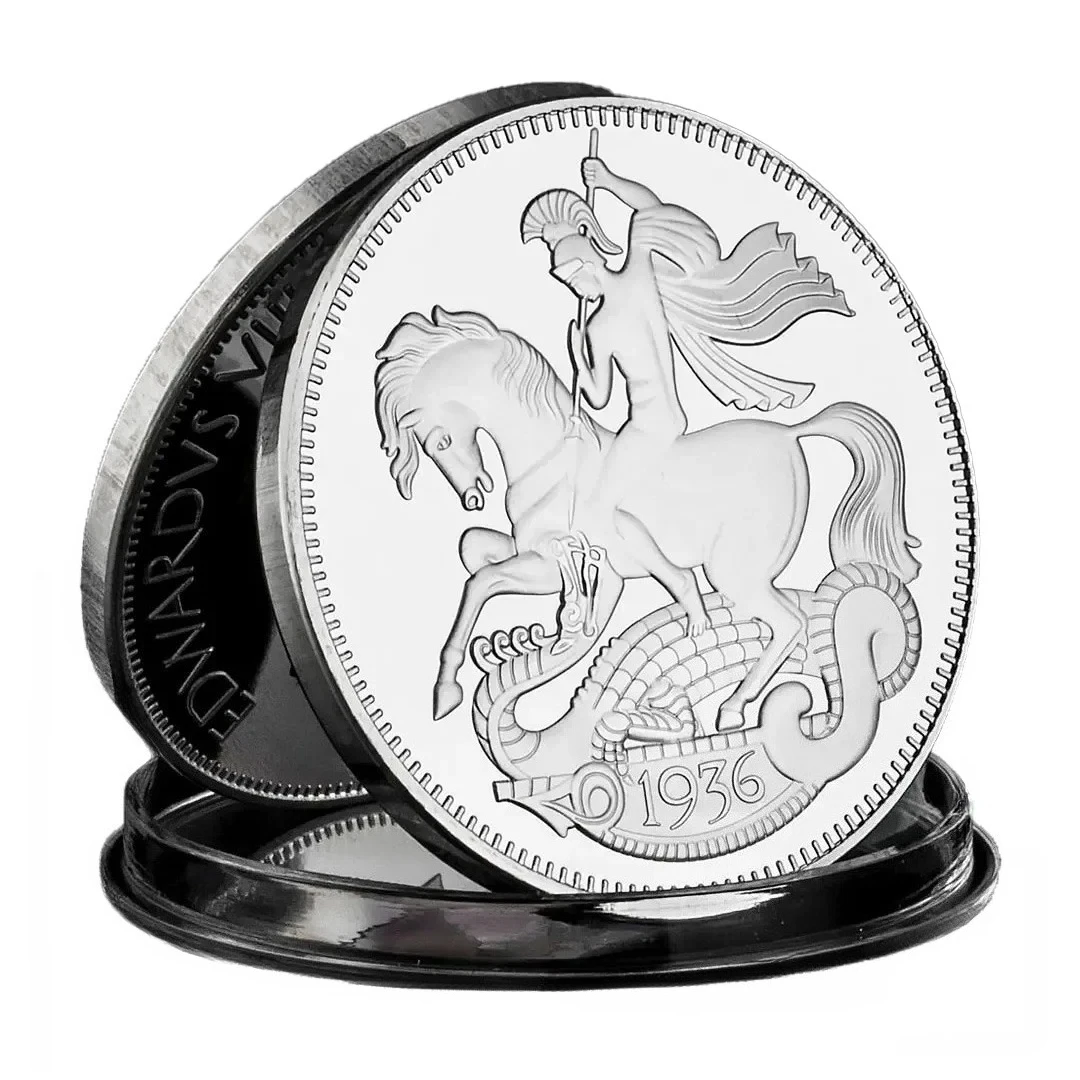 

Посеребренная коллекционная монета Святого Георгия и Дракона