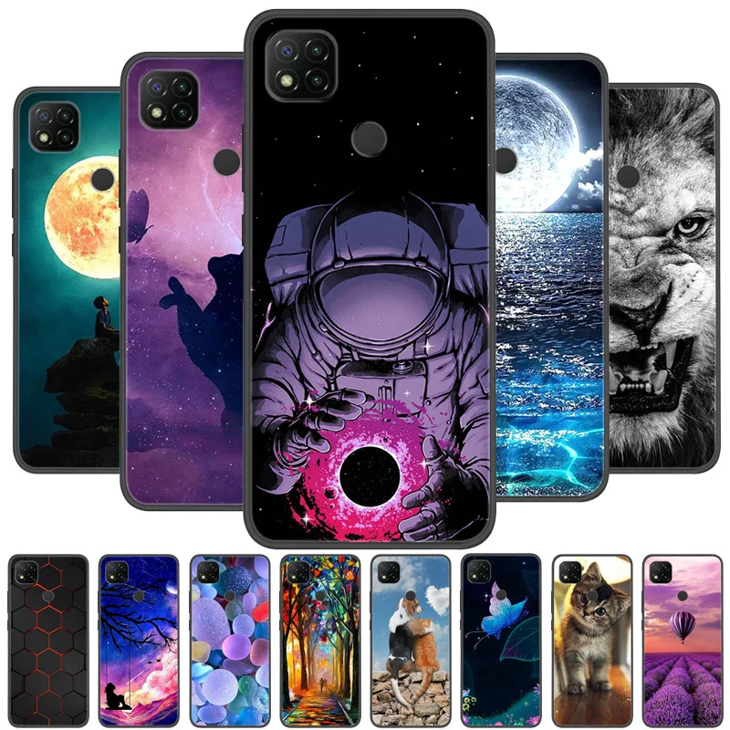 Чехол для Xiaomi Redmi 9C NFC из силикона, мягкий, с защитным бампером, с рисунком.