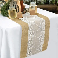 180cm30cm burlap lace table runner natural imitation linen vintage table cover runners christmas wedding party tablecloth decor