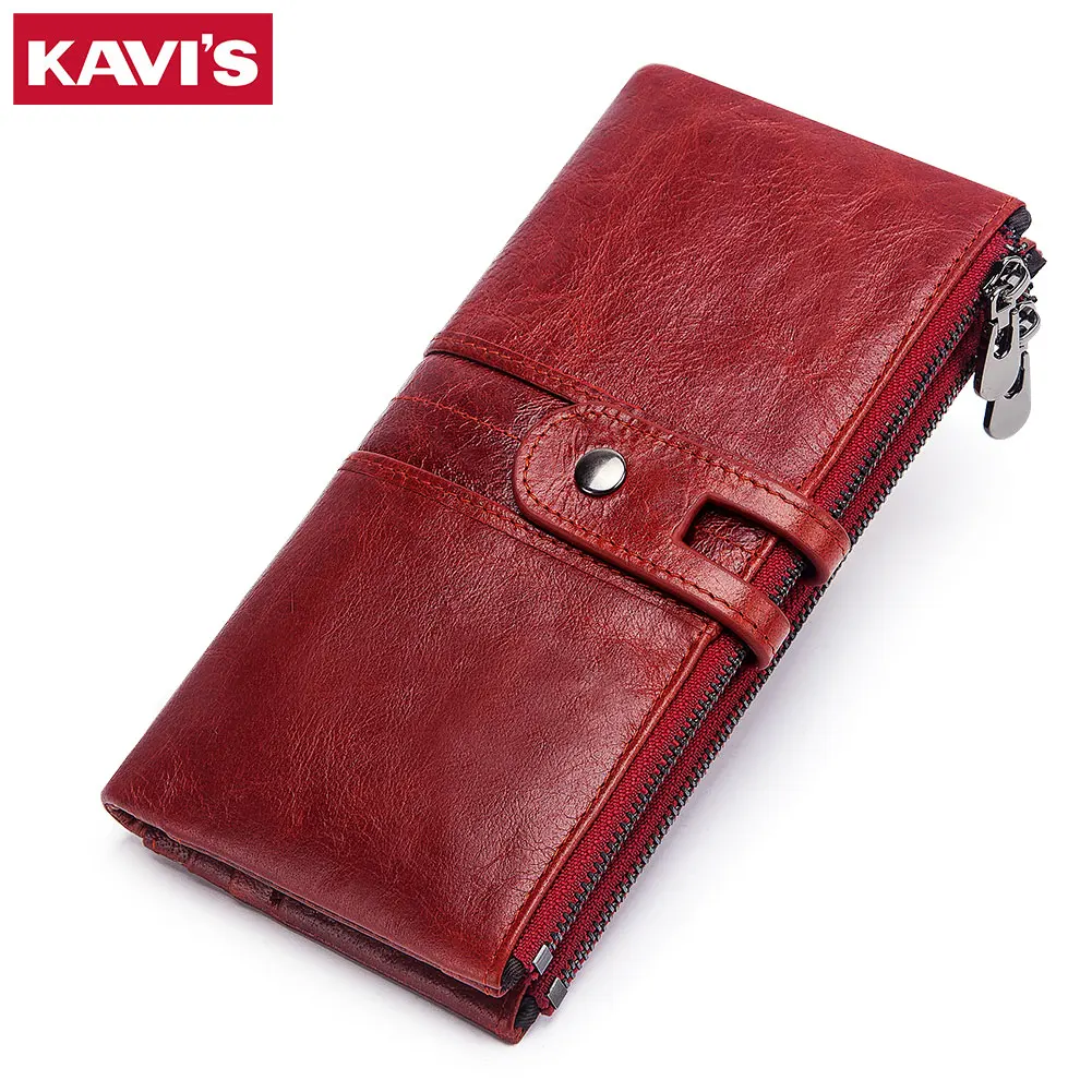 KAVIS Женский Кошелек Из Натуральной Кожи С Блокировкой RFID Многофункциональный