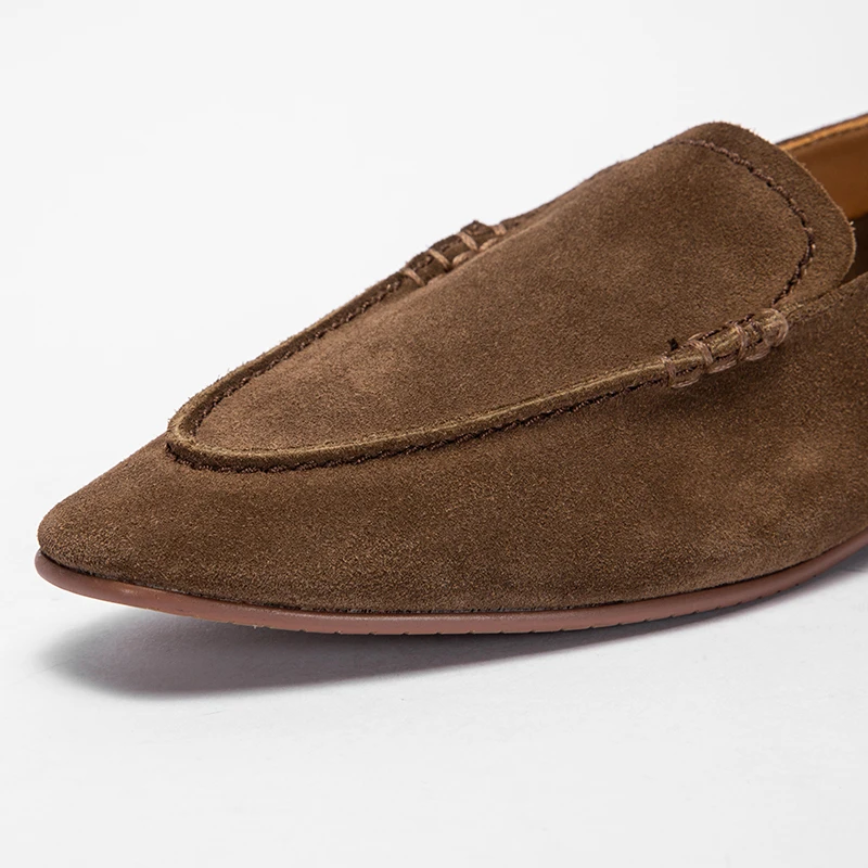 Одноцветные весенне-осенние новые женские кожаные туфли на плоской подошве с