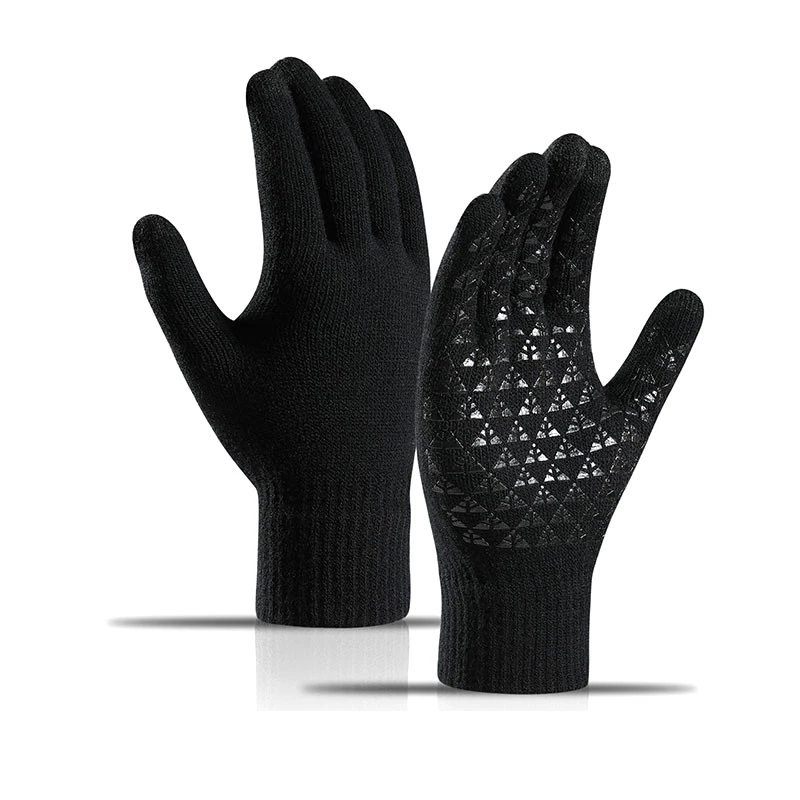

Winter Knit Warm Gloves Thick Solid Color Warm Touch Screen Warm Riding Driving Gloves