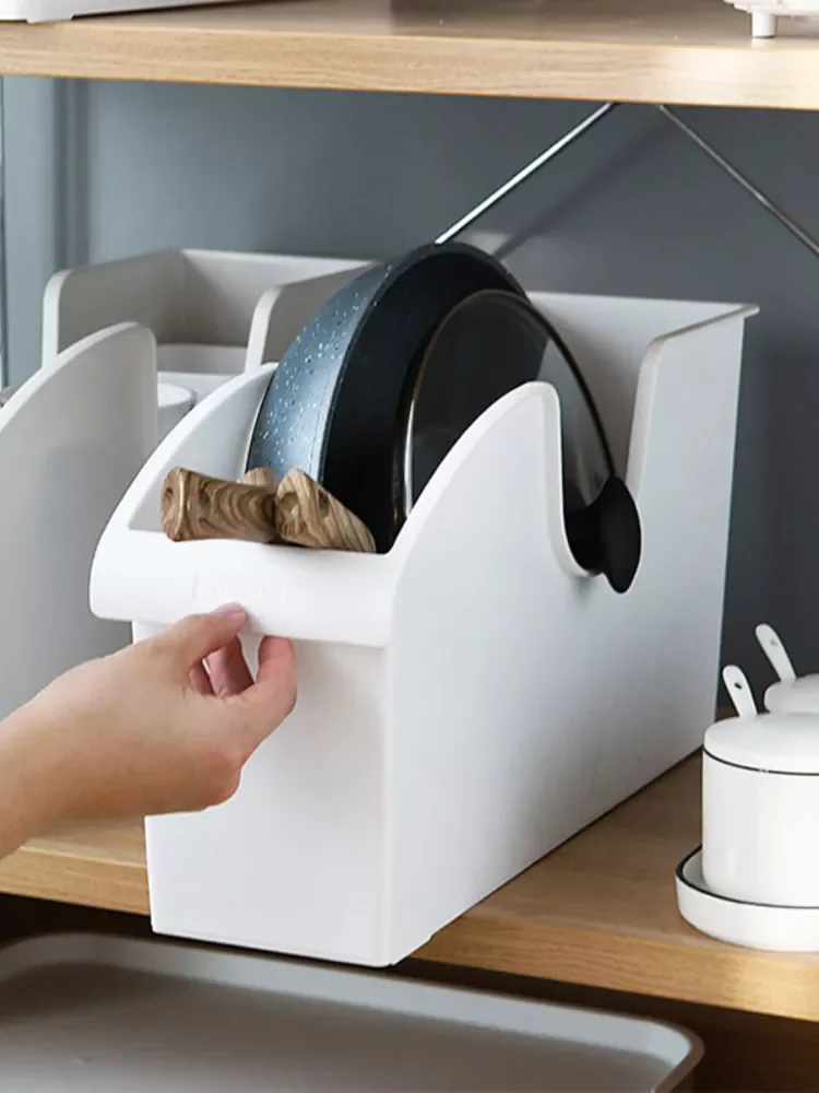 

Кухонные принадлежности для хранения, быстрое хранение, шкив для хранения, крышка для кастрюли, Стеллаж с нажимным механизмом, пластиковая ...