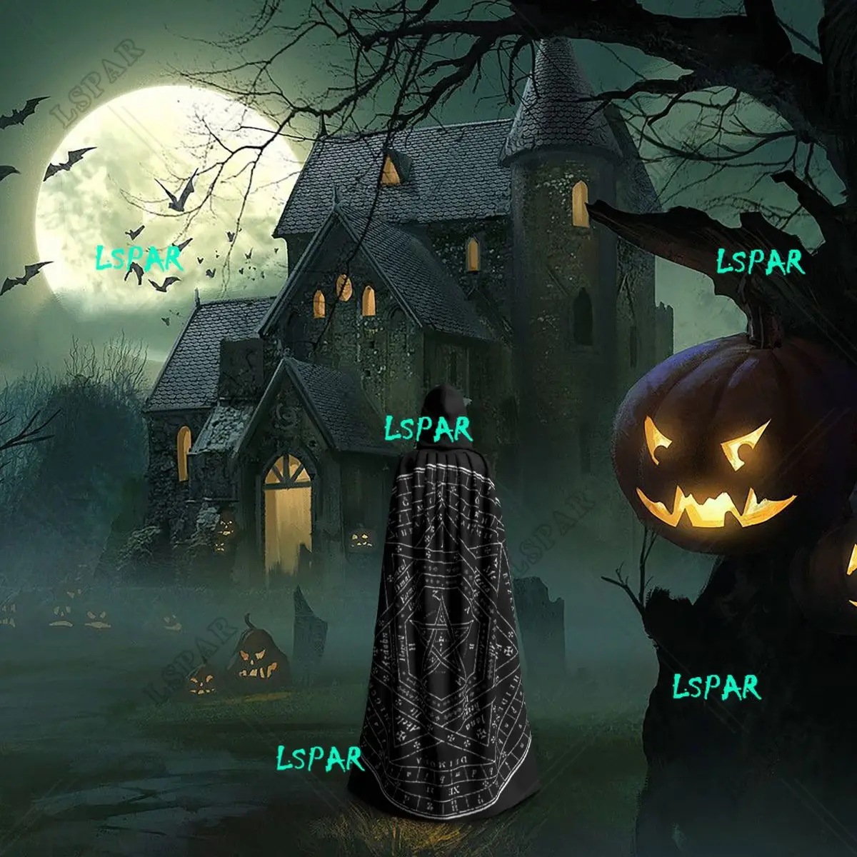 Sigillum Dei Aemeth оккультный языческий сигил длинный плащ с капюшоном ведьма