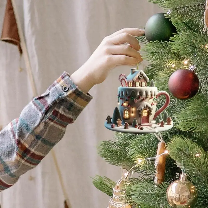 Украшения для рождественской елки кофейная кружка снежный дом елочные украшения