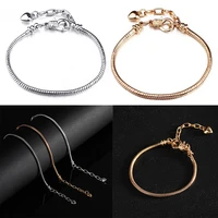 stainless steel snake chain bracelets adjustable bangle link fit beaded bracelet for women girls basic chain gifts