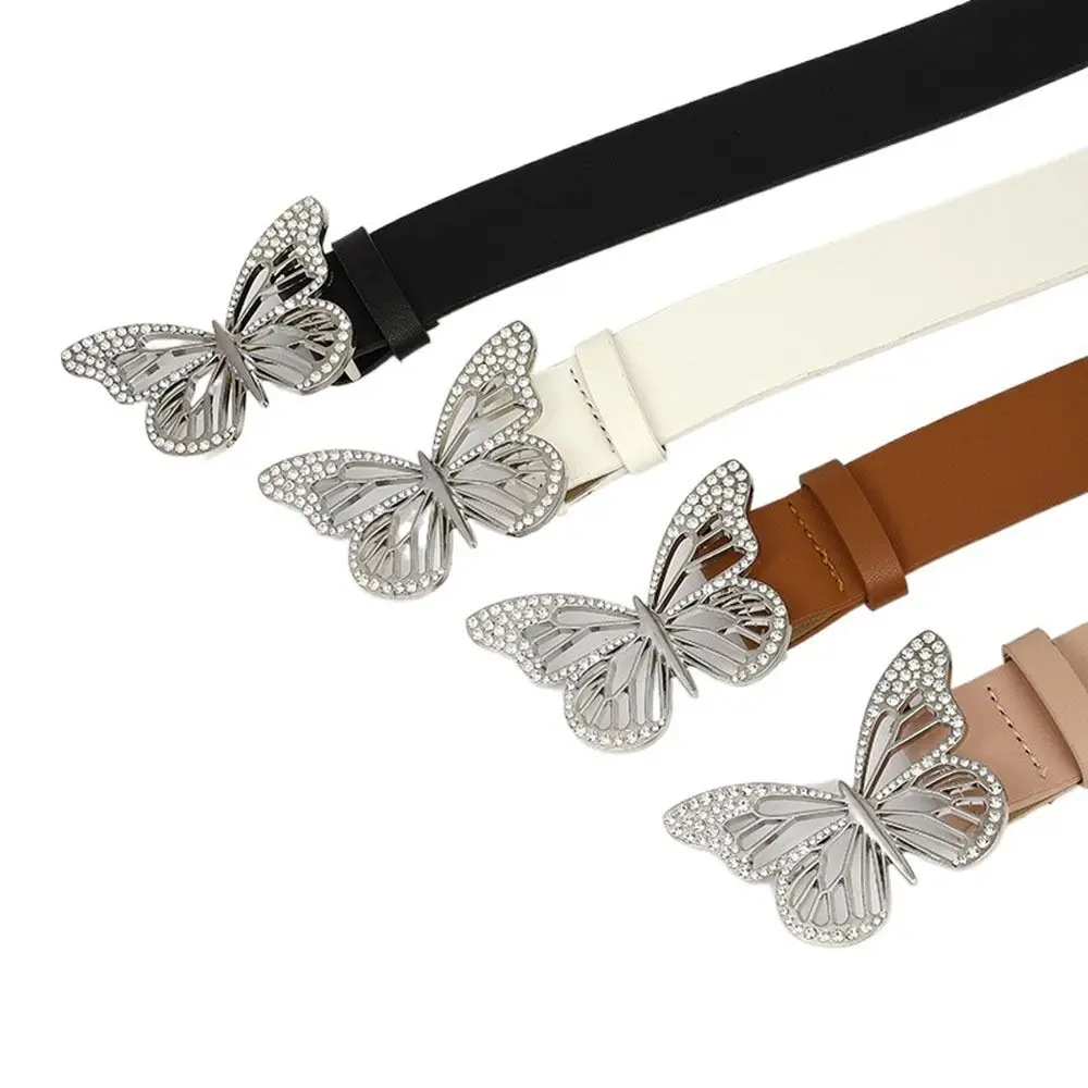 Belt Diamond Hollow Wide Side PU Leather Butterfly Waistbands Dress Decoration Women Waist Belts Korean Waist Belts