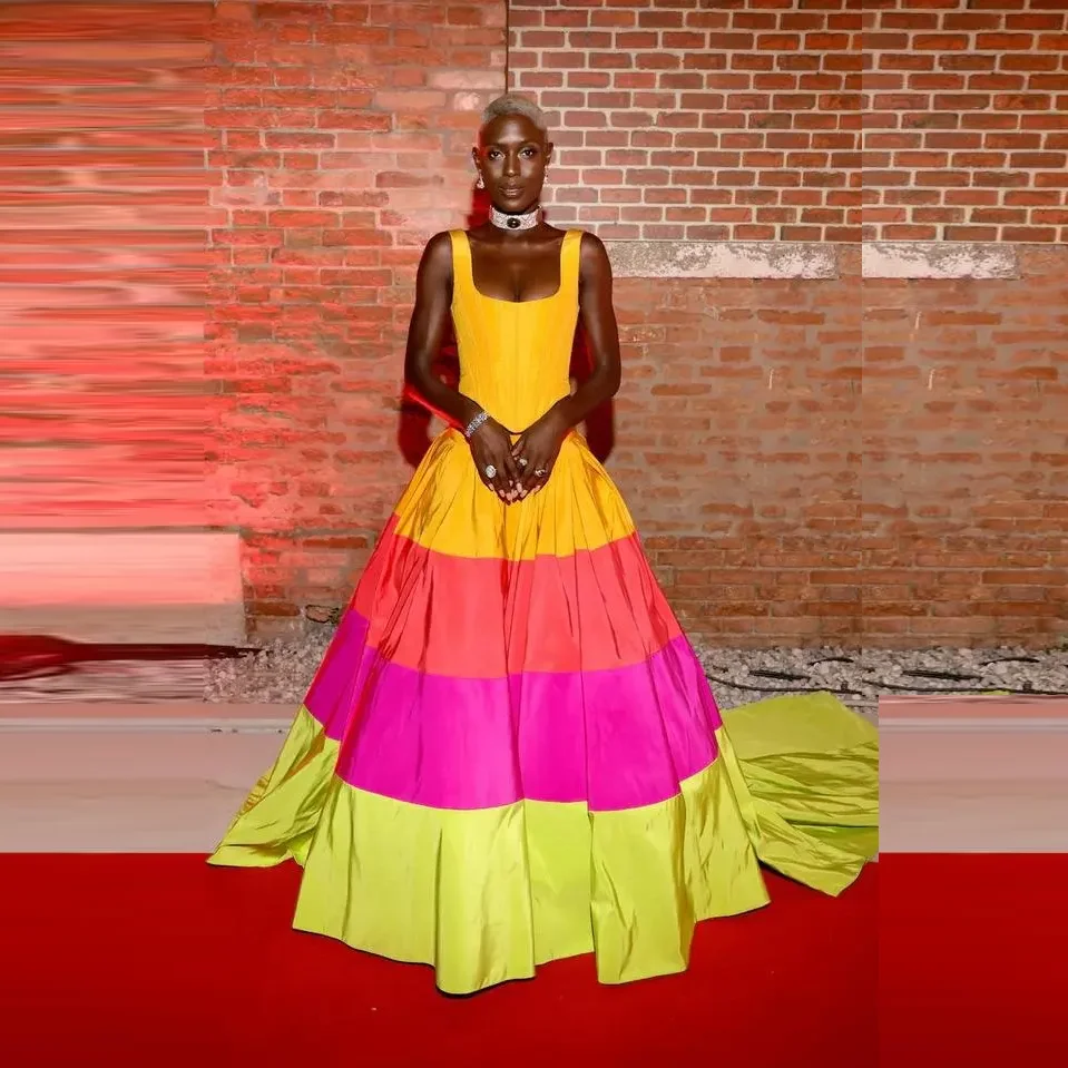 Флуоресцентные цвета платья знаменитостей Длинные великолепные макси женское