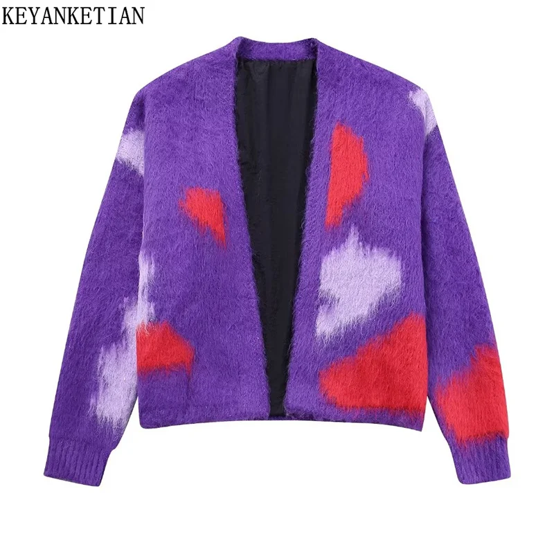 Зимний новый женский цветной жаккардовый свитер KEYANKETIAN кардиганы модный