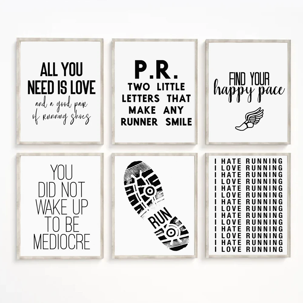 Минималистичная картина для бега цитаты спортивный постер Картина на холсте