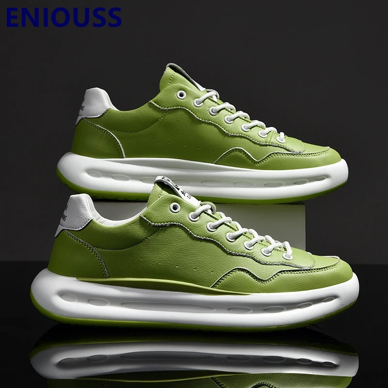 

Легкие весенние и осенние мужские кроссовки ENIOUSS из натуральной кожи, удобные дышащие кроссовки на плоской подошве