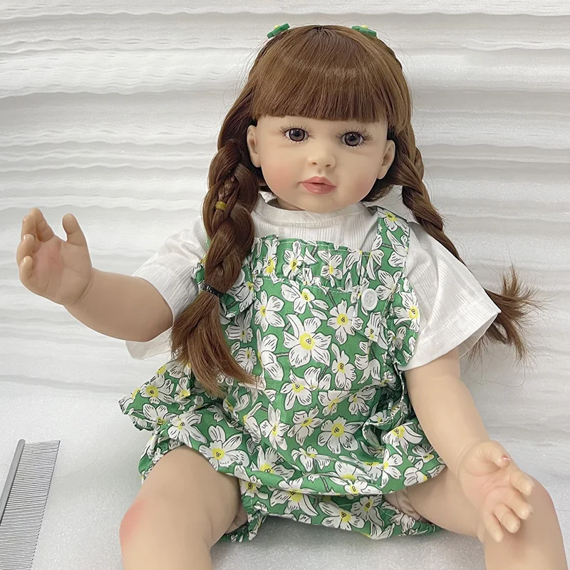 

60CM Reborn Doll Toddler Girl Princess Lifelike Soft Touch 3D Skin Visible Veins Hand Rooted Hair High Quality Art Doll
