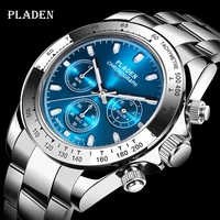 pladen new sport men watch luxury stainless steel chronograph watches business luminous waterproof male clock dropshipping 2022