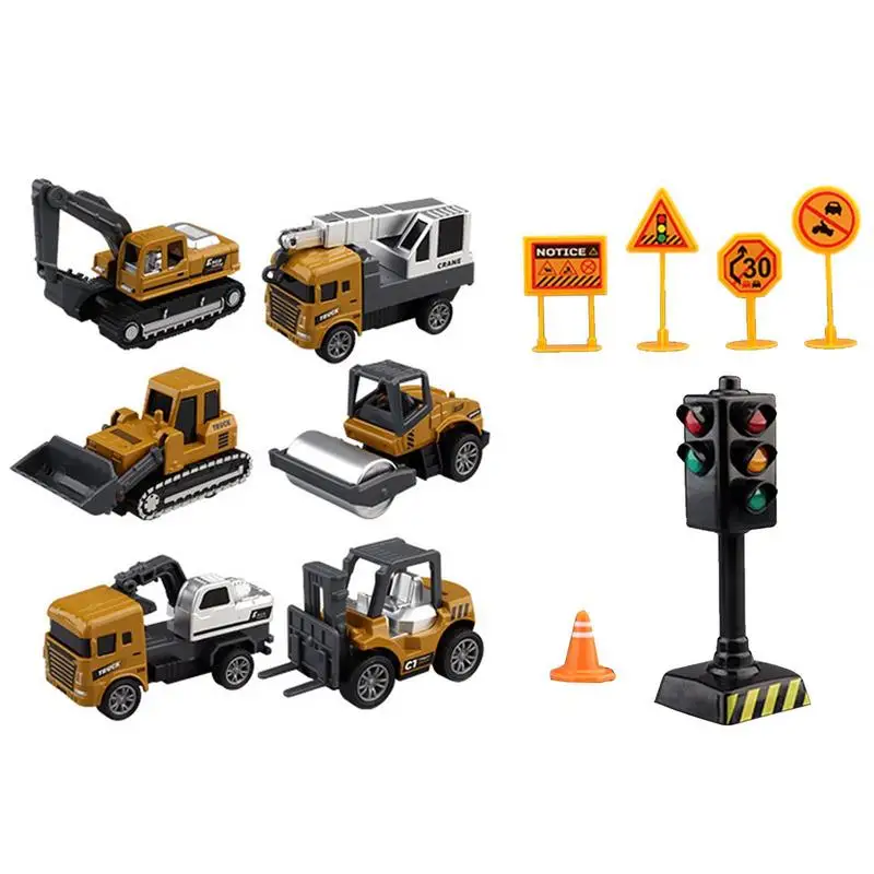 

Construction Trucks Toy Set Construction Toys Pull Back Cars Play Vehicles Forklift Transport Vehicle Excavator For Kids Birthda