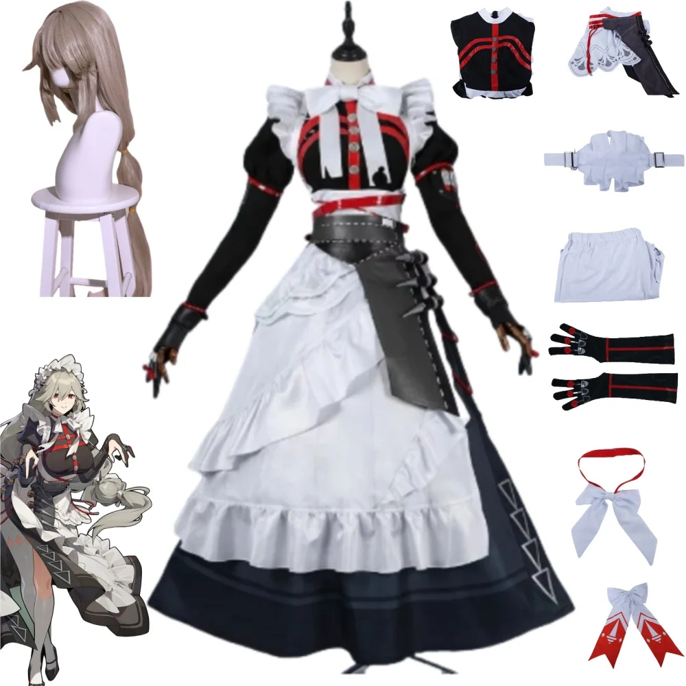 Александрина Себастьян Рина косплей костюм парик платье Zenless Zone Zero горничная