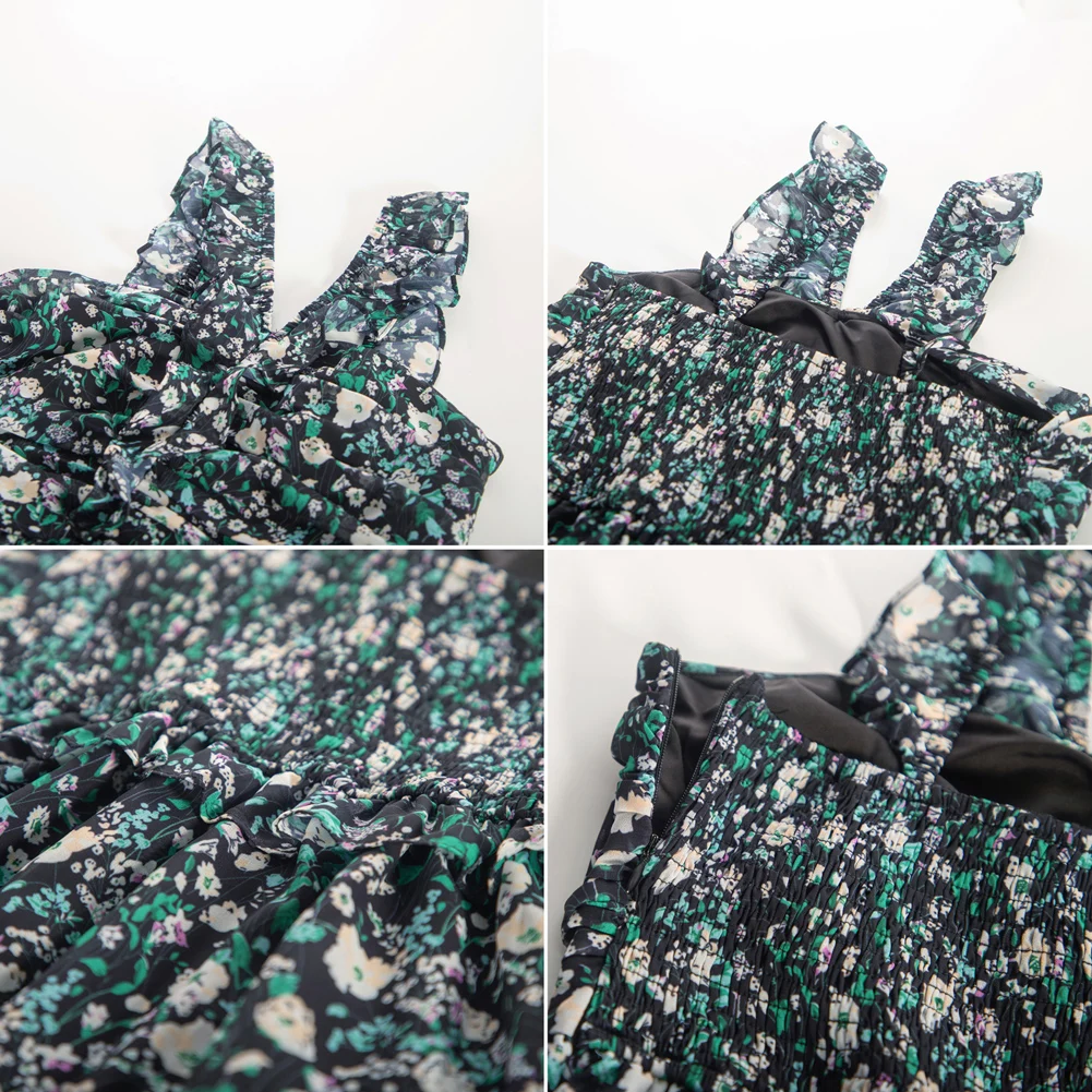 GK женское платье многоуровневое миди с воротником-халтер и цветочным принтом без