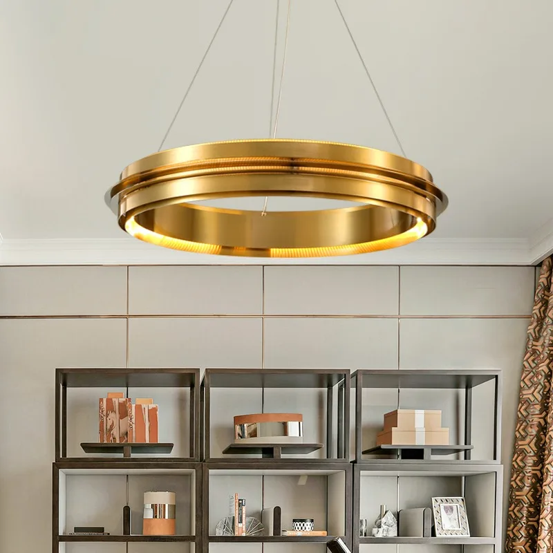 

Room Decor Led Art Chandelier Pendant Lamp Light New Design Postmodern Italian Ring Home Ceiling Lustres for Living Room Bedroom