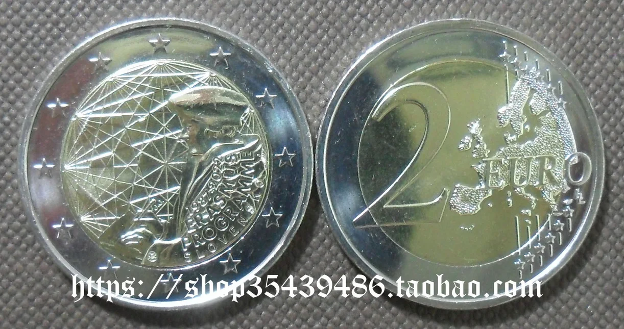 

2 Euro Two-Tone Bi-Metal Commemorative Coin for 35 Th Anniversary of Erasmus Program in 2022 in the Slovak Republic100% Original