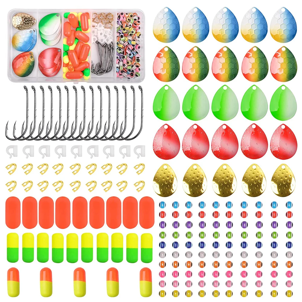 

195pcs Walleye Rig Making Kit Fishing Accessories Spinner Blades Rig Foam Floats Clevises DIY Bass Trout Lure Fishing