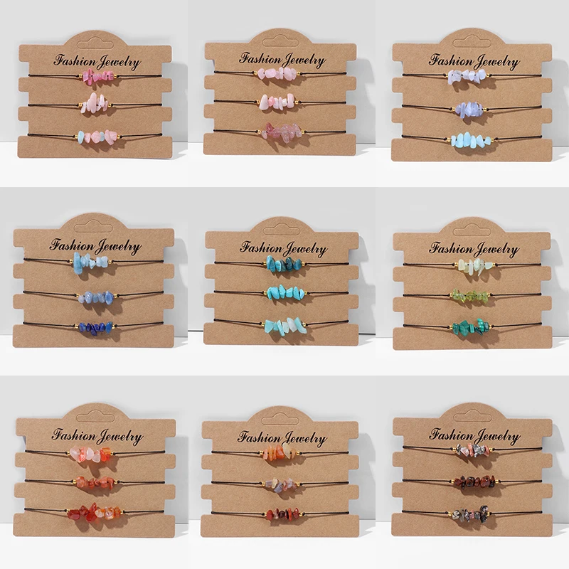 

3pcs/lot Fashion Irregular Stone Braid Bracelet 5*8mm Agat Opal Howlite Quartzs Woven Bracelets for Men Women Reiki Jewelry Gift