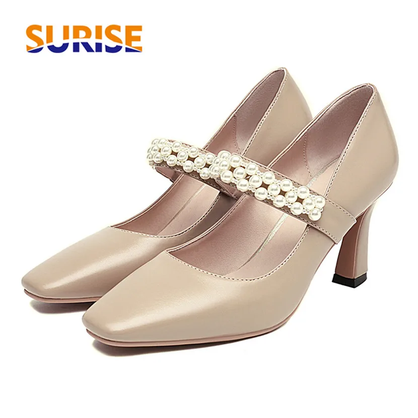 

Элегантные офисные женские туфли-лодочки; Цвет бежевый, черный; Туфли из микрофибры на высоком каблуке-шпильке; Свадебные вечерние женские летние туфли с квадратным носком без шнуровки, украшенные жемчугом; Mary Jane