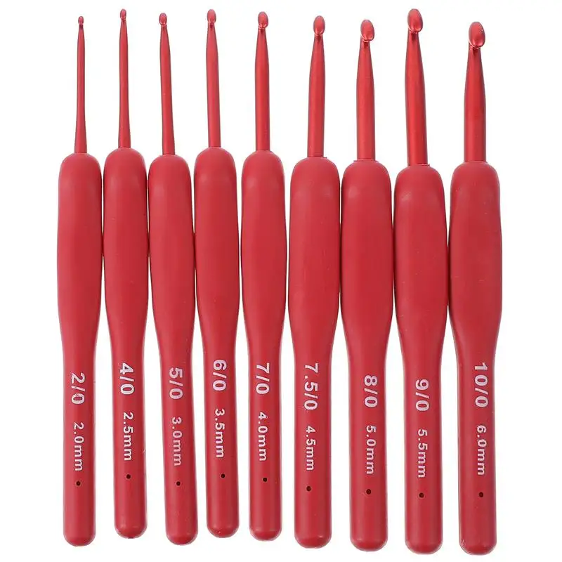 

9pcs Aluminum Crochet Hooks Set with Silicone Handle Knitting Needles Weaving Needle For Braids Knitting And Crochet Needles