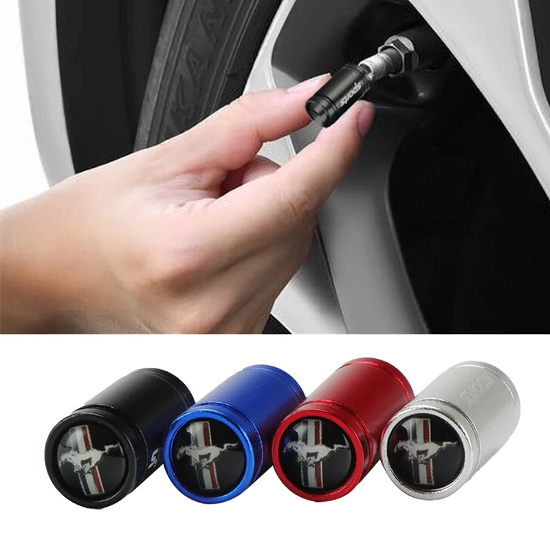 

4PCS Car Sport Wheel Tire Valve Caps Cover For Ford Mustang Shelby GT 350 500 Cobra Auto Accessories