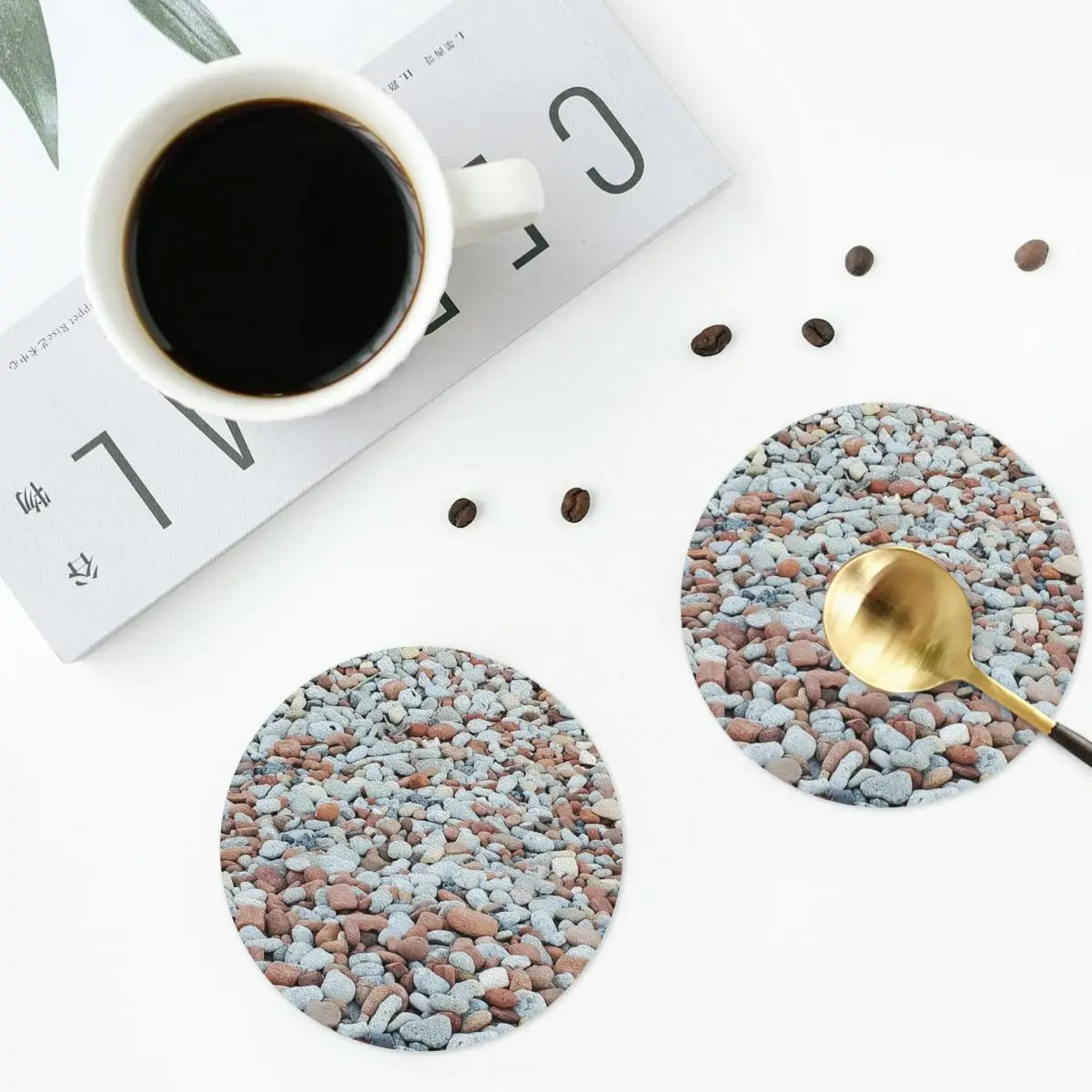 

Rock And A Hard Place Coasters Leather Placemats Non-slip Insulation Coffee Mats Decor Home Kitchen Dining Pads Set of 4