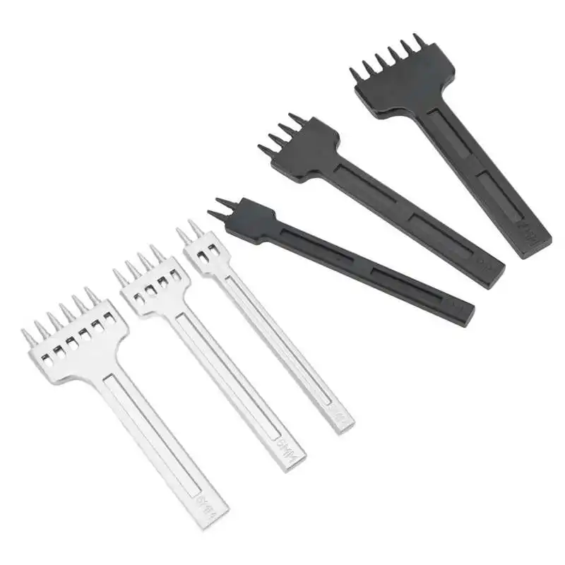 

Дырокол для кожи, 3 шт., дырокол для кожи, черный, 2 зуба, 4 зуба, 6 зубьев, дырокол для кожи «сделай сам», дырокол для кожи