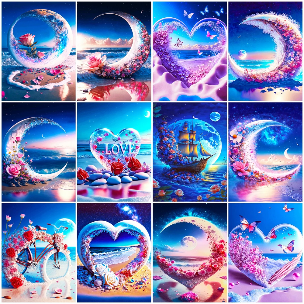 

Алмазная живопись 5D "сделай сам", луна, морской пейзаж, искусство, Набор для вышивки крестиком, домашний декор, Новое поступление 2023