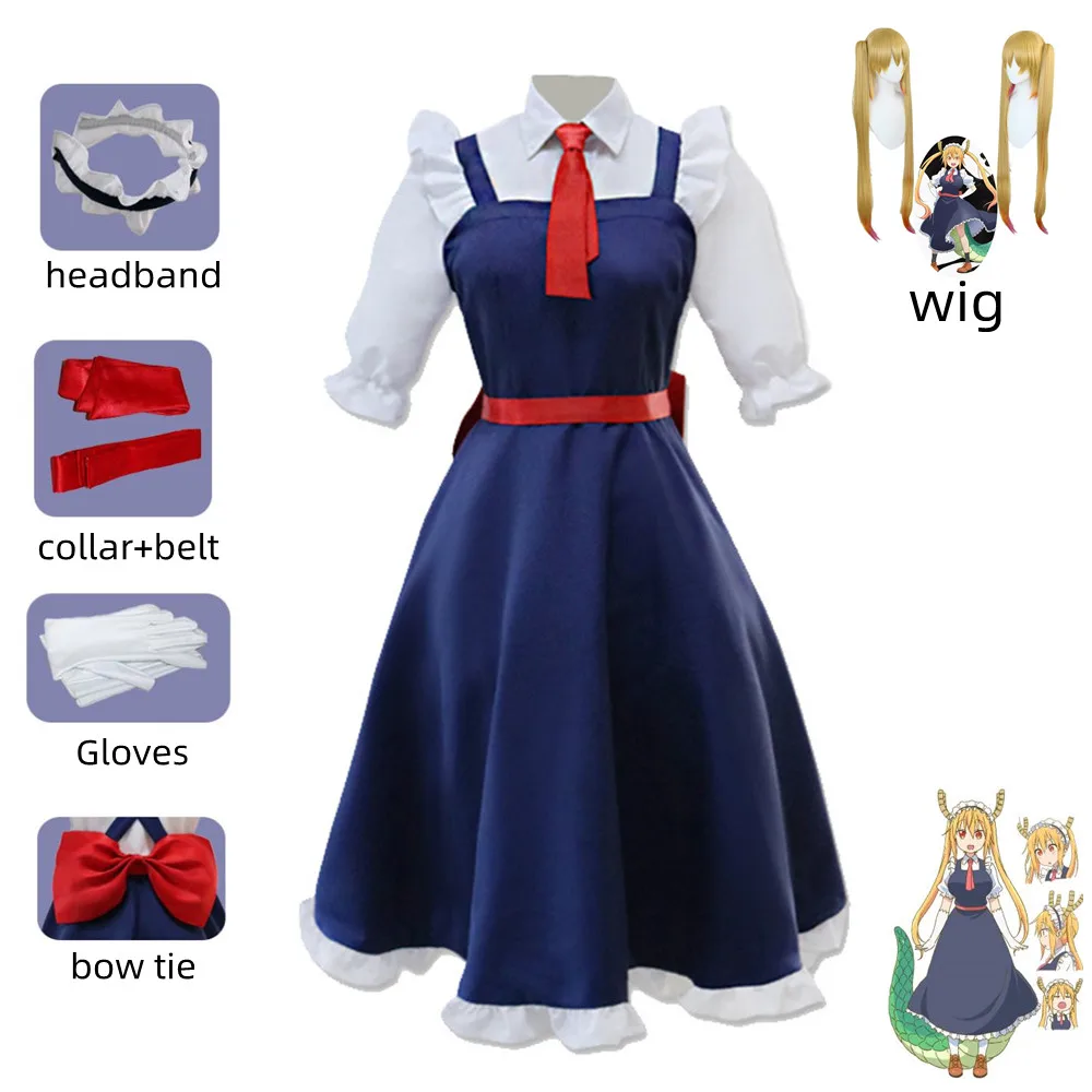 

Miss Kobayashi Dragon Maid Anime Tohru Cosplay Costume Jacket Strap Dress Headband Wig Man Woman Halloween Kawaii Outfit