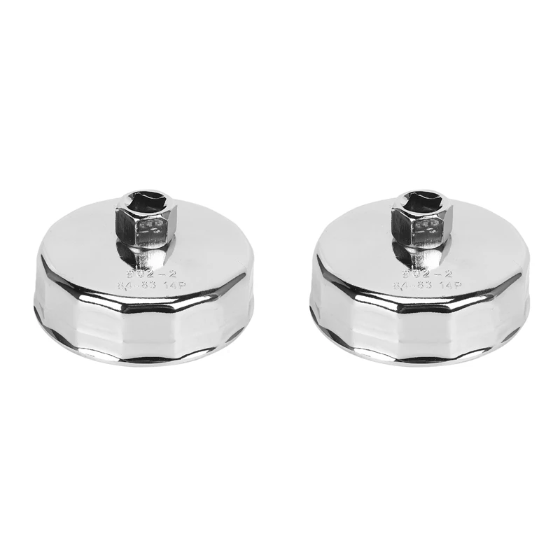 

2Pcs 84Mm 14 Flutes Oil Filter Cap Wrench Socket Cup Tool For Vehicle Car