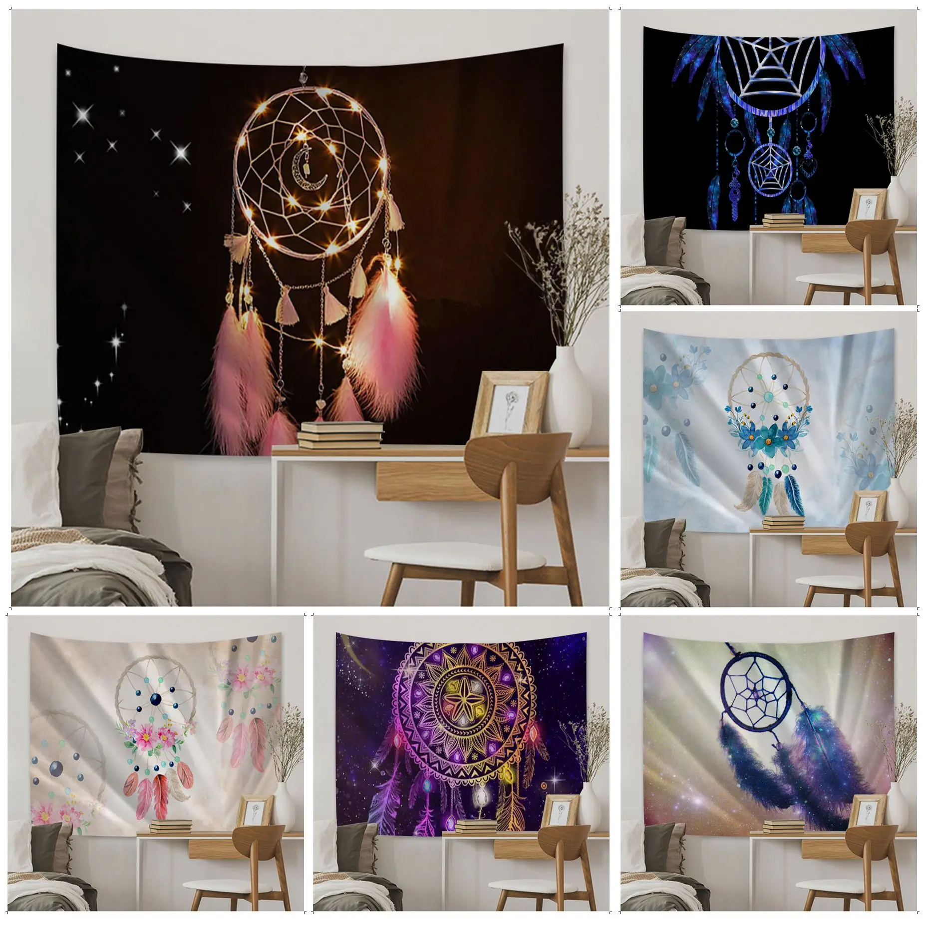 

Starry Dream Catcher Art Tapestry Anime Tapestry Hanging Tarot Hippie Wall Rugs Dorm Wall Hanging Sheets