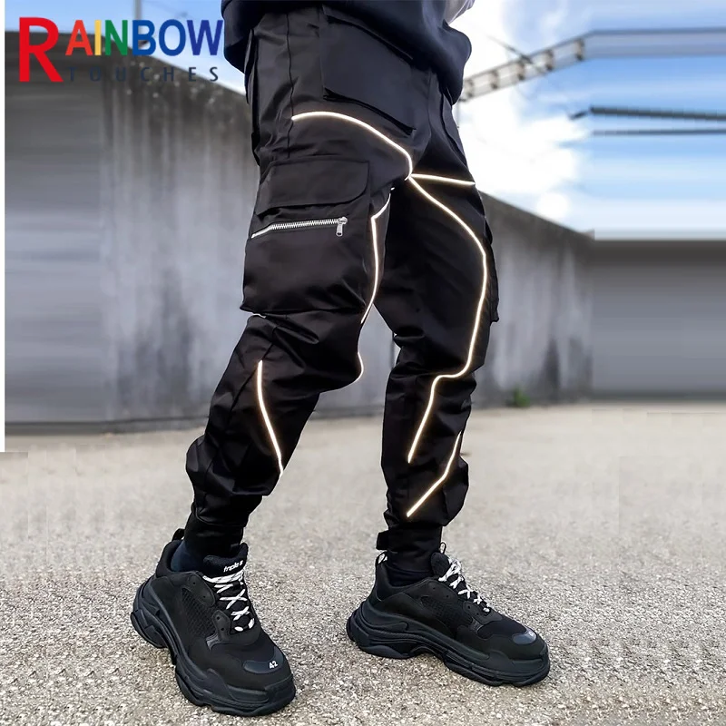 

Men Outdoor Sports Pants New Windbreak Multi Pocket Reflective Stripe Casual Cargo Sports Pants Superior Quality