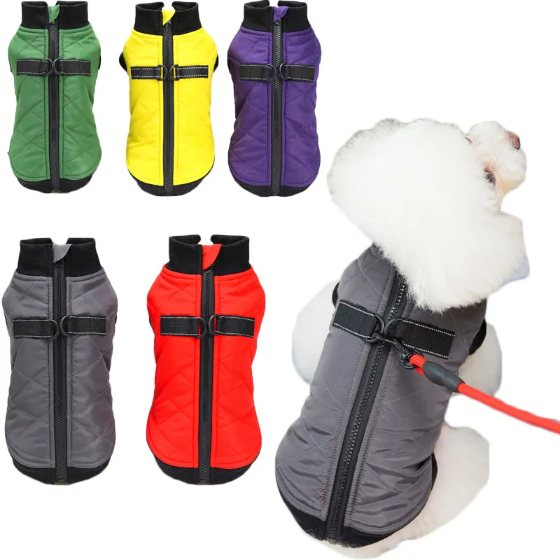 

Warm Dog Clothes Winter Dog Wadded Coat For Small Medium Dogs Bichon Pets Outfits Dog Vest Jacket With Zipper French Bulldog XXL